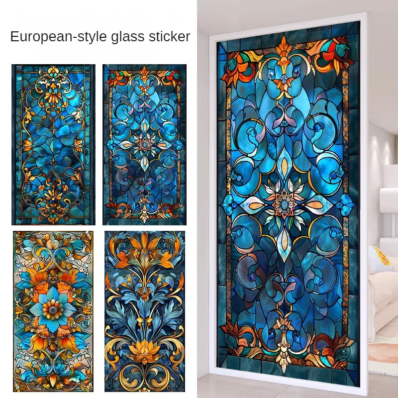 

European Retro Glass Film for Privacy Protection, Window Glass Stickers Window Film Stained Glass Static Cling Frosted / Etched