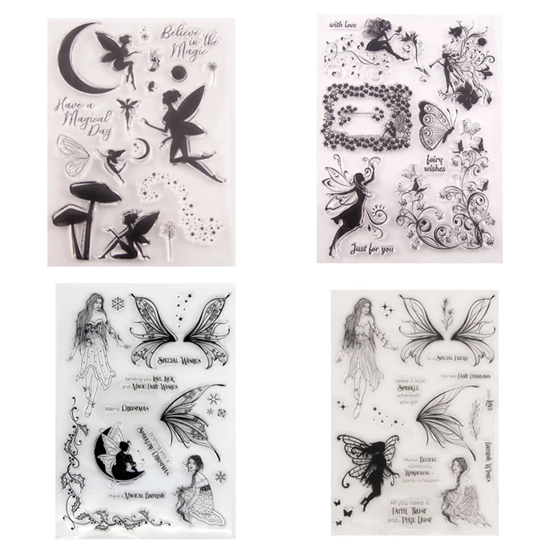 

Fairy Clear Stamps, Flower Elves Angel Silicone Stamp Seal for Card Making, Scrapbooking Craft Supplies, Album Photo Crafting