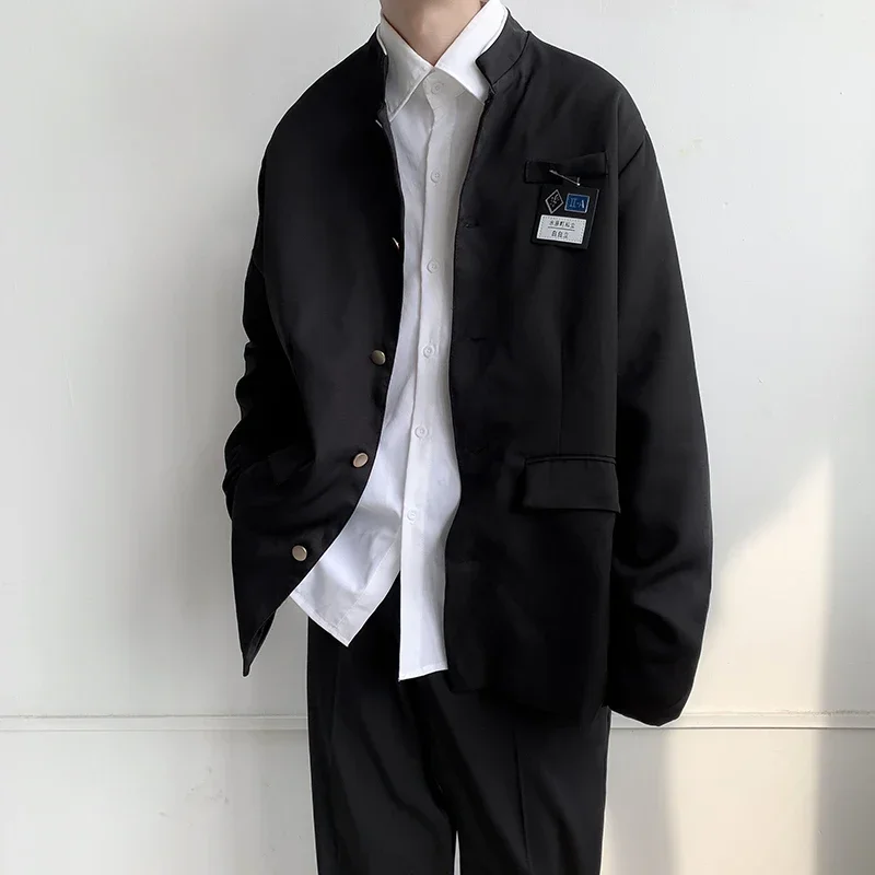 Japan Style School Uniform Jacket Stand Collar Men Women Tunic Suit Jacket DK Costume Black Coat With Nameplate High Version