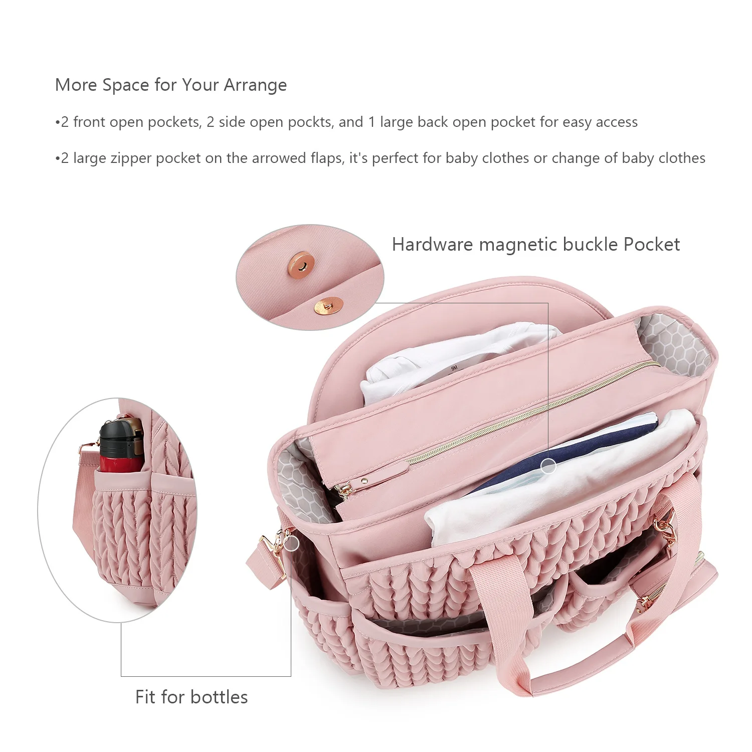 New Quilted Mommy Bag One Shoulder Handheld Storage Bag Waterproof Fabric Insulation for Mother and Child Travel Hanging Bags