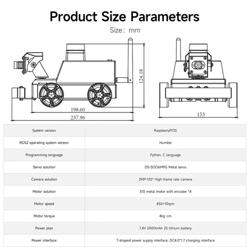 MicroROS-Pi5 ROS2 Robot Car for Raspberry Pi 5 (ROS2-HUMBLE + Python3)