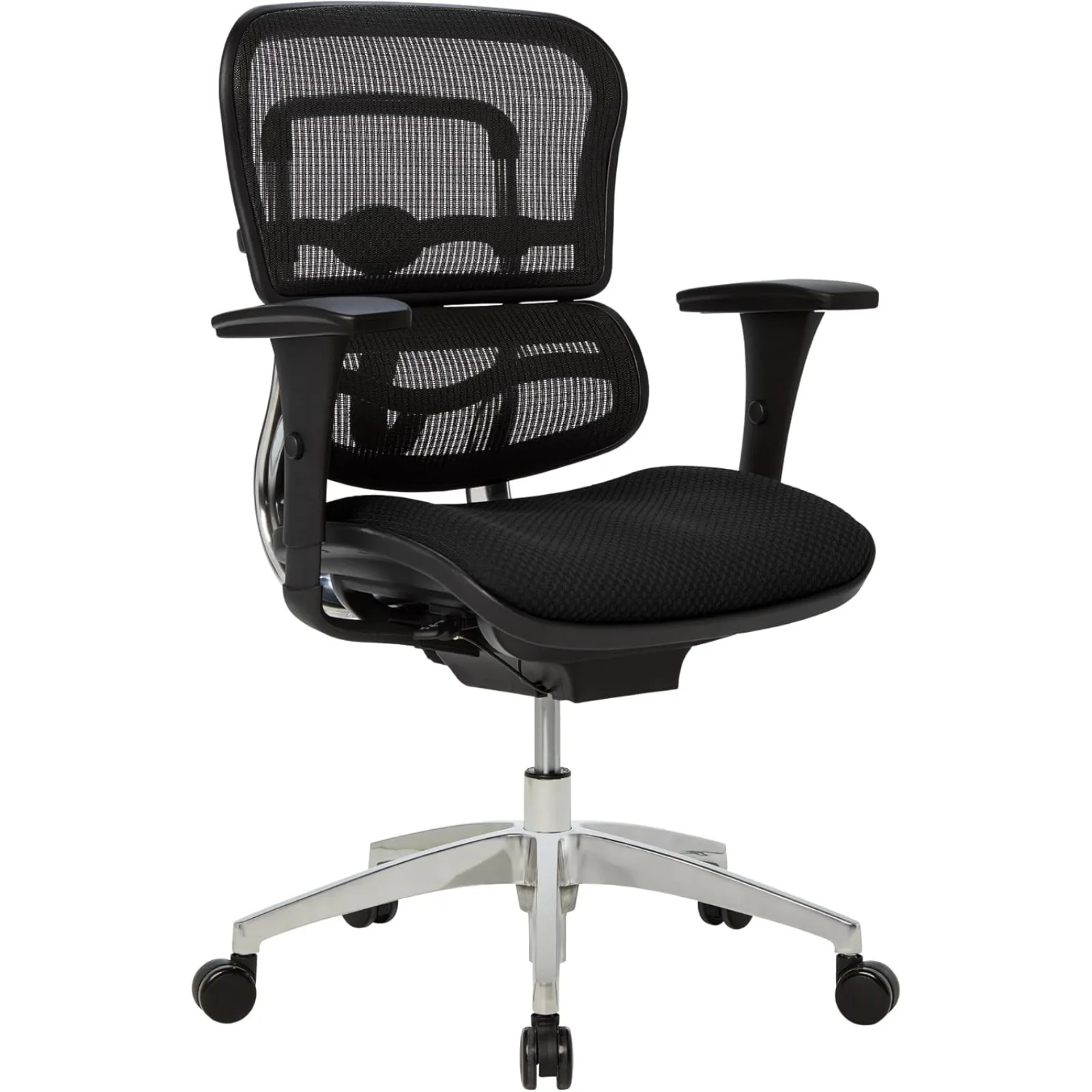 

US 12000 Series Ergonomic Mesh/Premium Fabric Mid-Back Chair, Black/Black, BIFMA Compliant