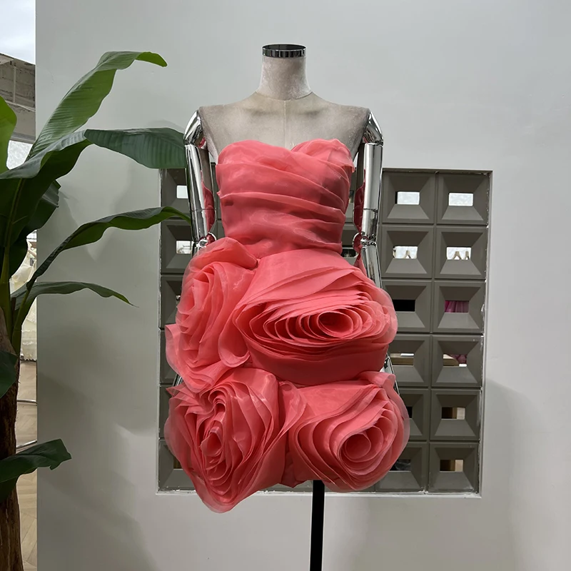 KBQ SplicedพับBackless Tunicชุดผู้หญิงที่ไม่มีสายหนังแขนกุดเอวสูงPatchwork Lace Upชุดราตรีดอกไม้หญิง