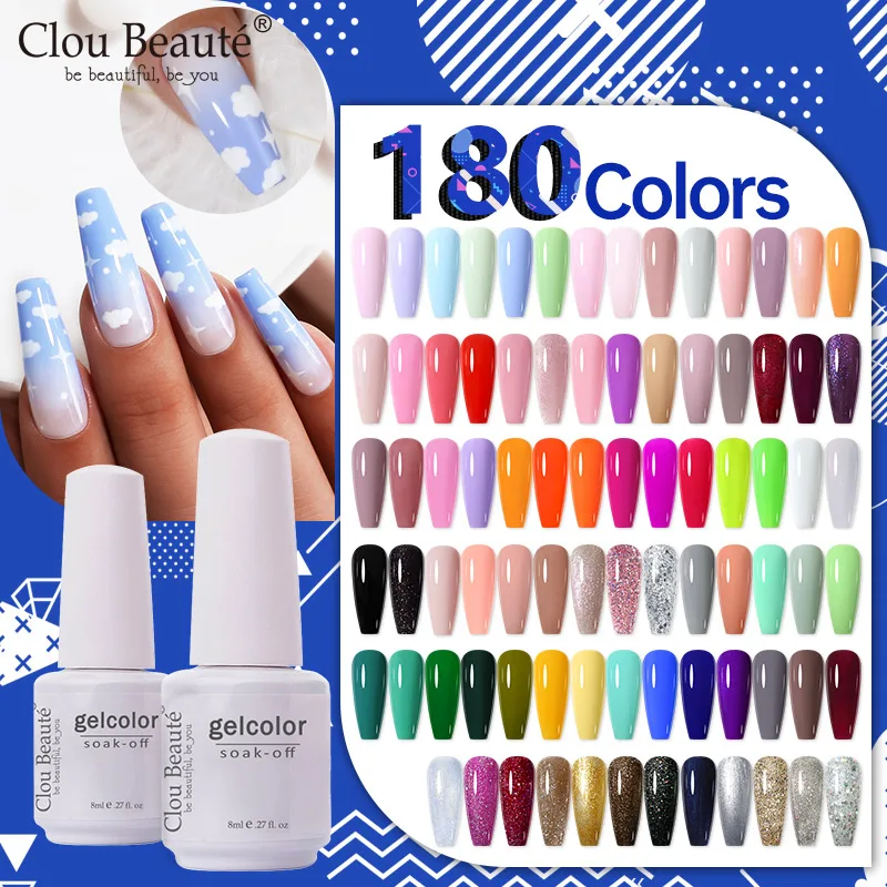 Clou Beaute 8Ml เจลเล็บสำหรับเล็บสวนในขวดแก้ว UV LED เคลือบฐานด้านบนเสื้อเล็บฤดูหนาว soak Off เจลสีขาว