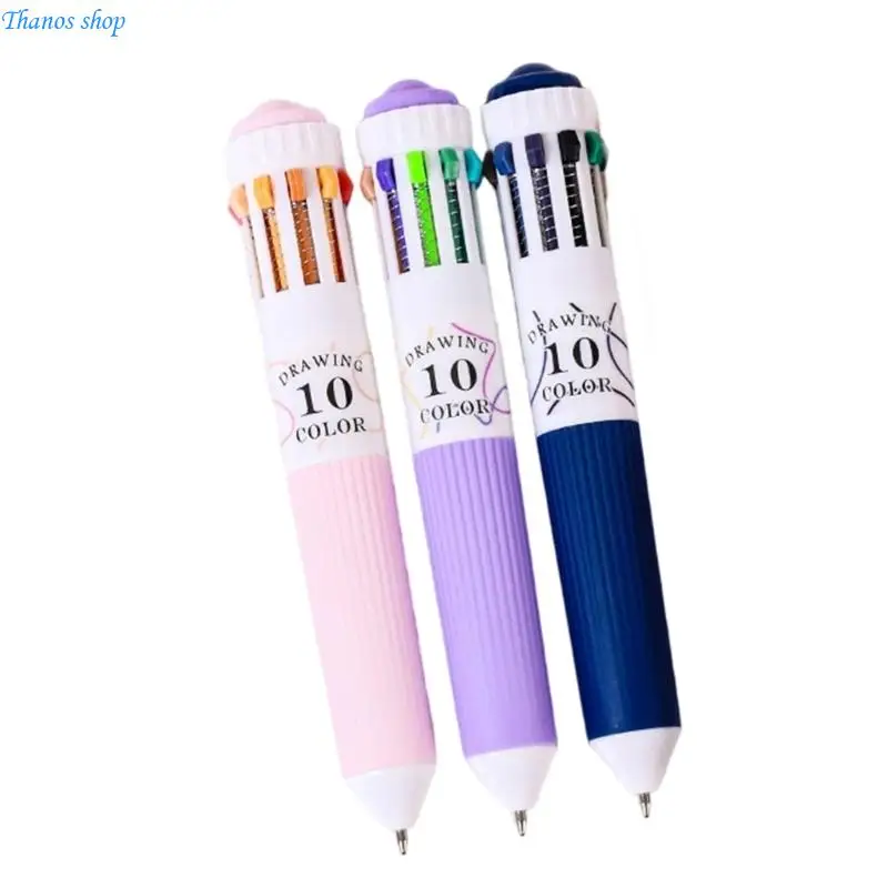 

3/6Pcs 10-Color-in-1 Ballpoint Pen 0.8MM for Color Coding Journaling Drawing X37A