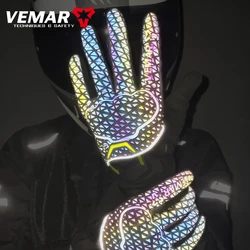 VEMAR-guantes de motocicleta reflectantes para hombre, protector de pantalla táctil Noctiluca para Motocross, ciclismo y carreras Primavera Verano Mujeres Ciclista Transpirable Anti-Fall Protector de manos Off-Road