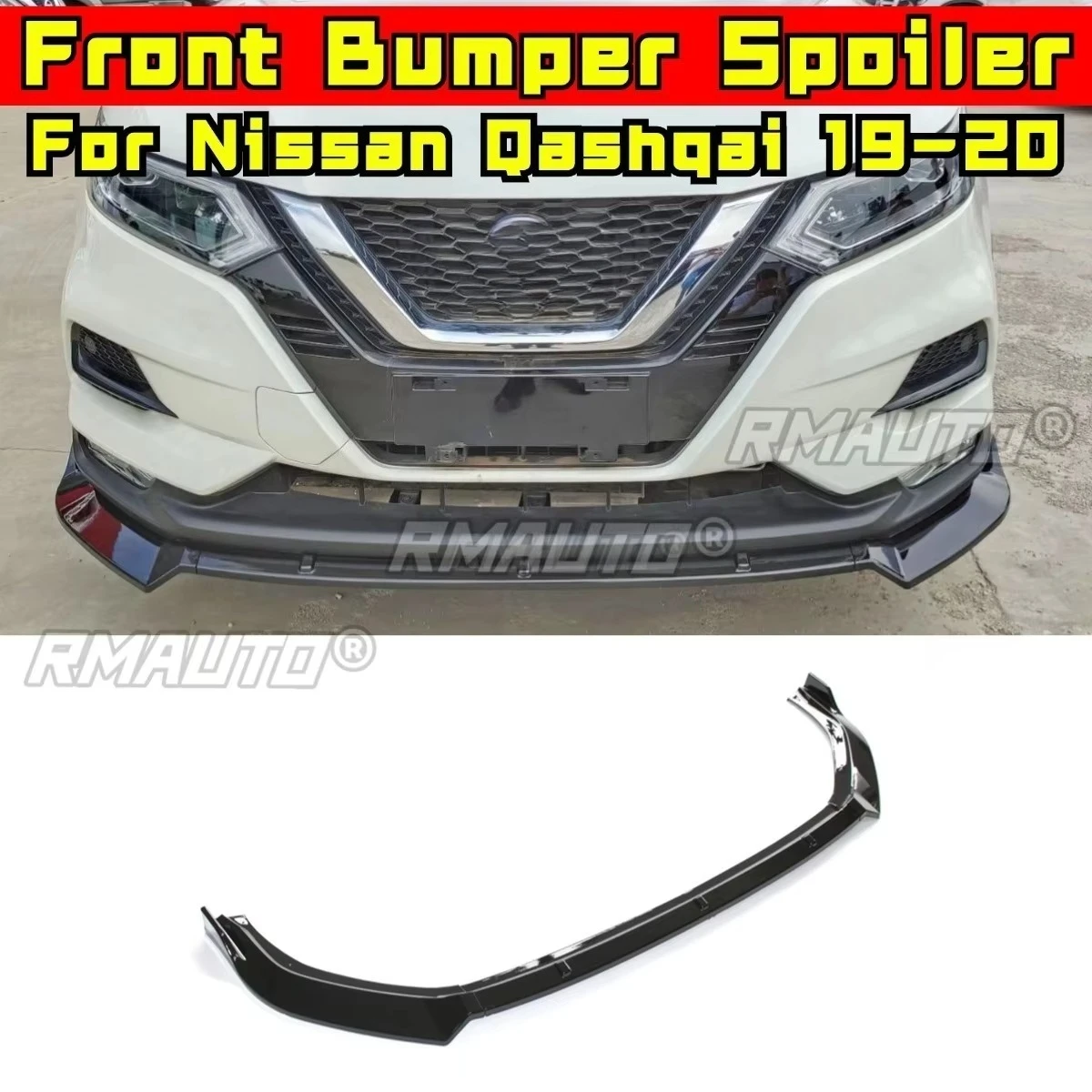 

Car Front Bumper Lip Diffuser Spoiler Glossy Black Modification Part for Nissan Qashqai 2019-2020 Bumper Protector Body Kit