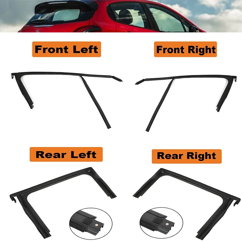 Image of Für 4-türige Peugeot 2008 Neuankömmling Echter oberer Gummistreifen für Fenster, Dichtungstür, Glasheber, Führungsnut, Schlammtrog