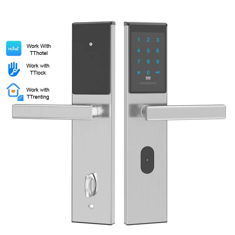 Bluetooth TTlock TThotel Online Smart Keyless passcode door locks with card reader for apartments