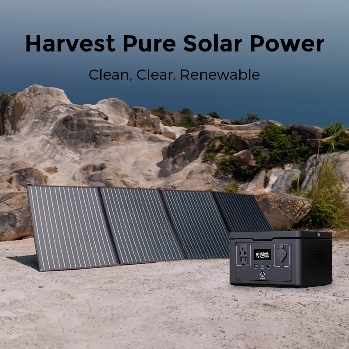 Rechargeable Backup Power Bank LiFePO4 Battery Emergency Solar Generator 600W MPPT Pure Sine Wave Portable Power Station