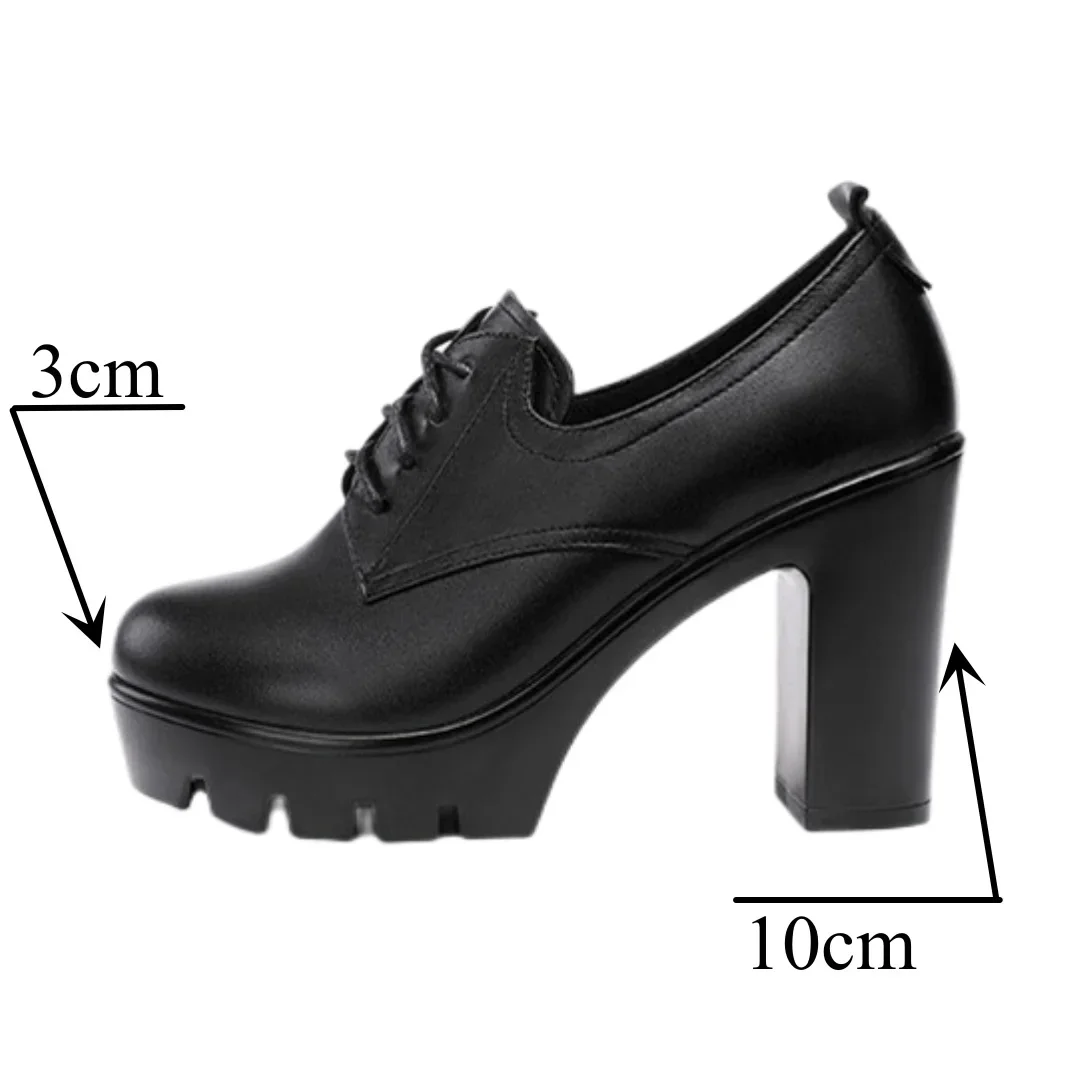 Small Size 32-43 British Female Oxfords Women's Block High Heels Platform Pumps 2025 Deep Mouth Soft Leather Shoes with Fur