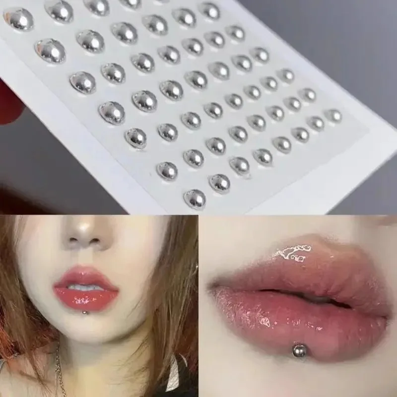 180pcs 가짜 립 네일 눈썹 코 반지 피어싱 없음 립 네일 스티커 Selfadhesive 방수 재사용 가능한 바디 배꼽 쥬얼리