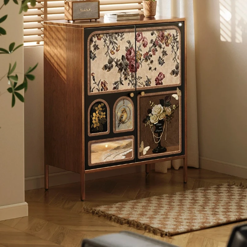 

French antique dining side cabinet Bedroom wall storage Steel retro storage cabinet