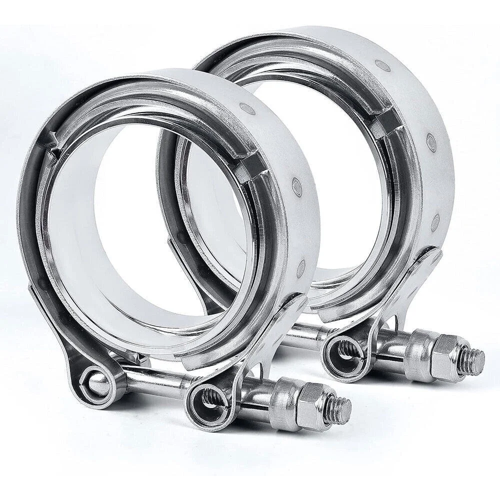 2 pçs Polegada v banda braçadeira com flange masculino feminino braçadeira de escape aço inoxidável turbo silenciador kits tubo acessórios do carro ferramentas