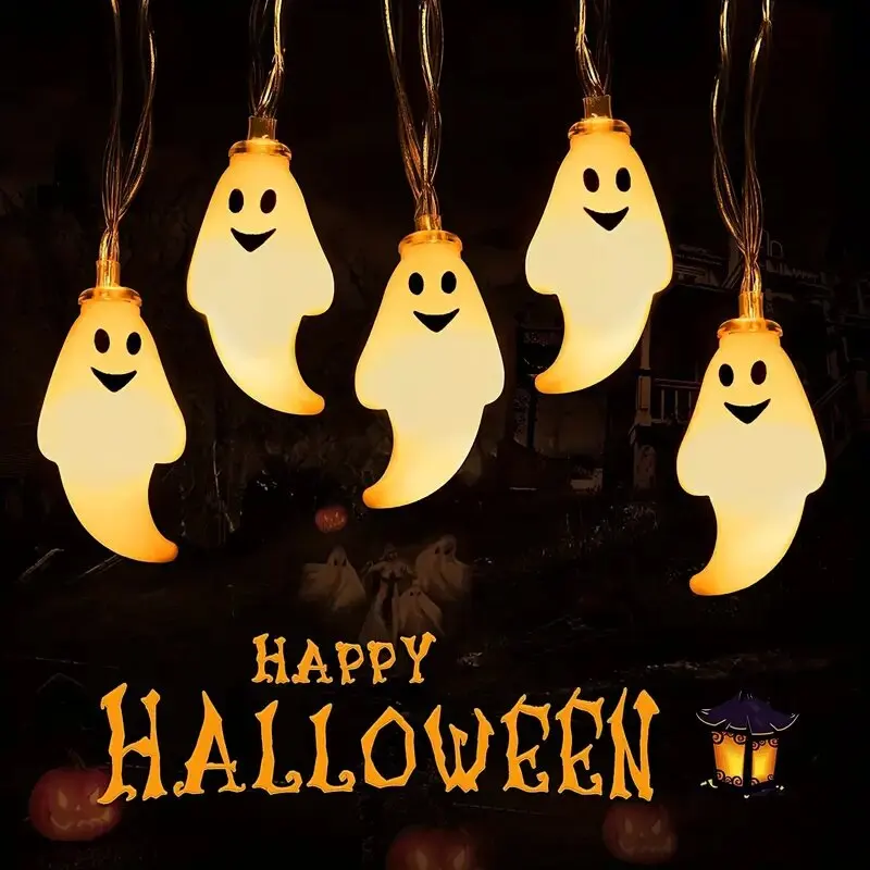 1PC Halloween LED String Light Battery Powered Indoor Decoration Lamp Portable Spooky Lighting For Home Party Yard Haunted House