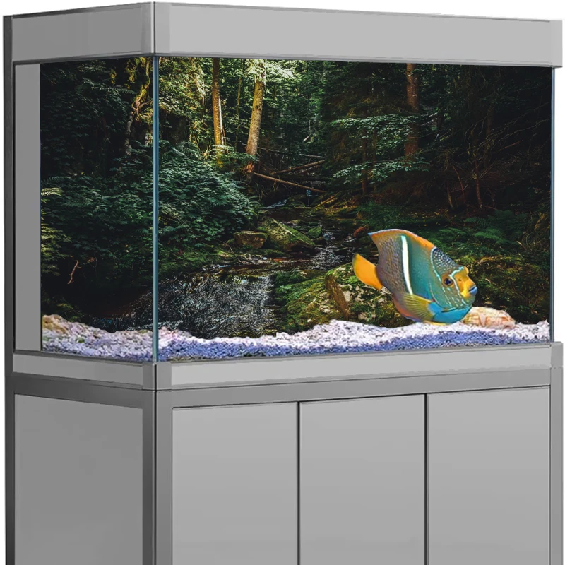 Forest Sticker Aquarium Background Ornament Poster Tropical Rainforest The Aquarium Landscape Self Adhesive Fish Tank Backing Pa