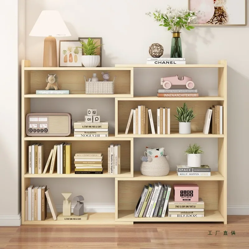 Children's solid wood telescopic bookshelf table floor rack table desk multi-layer storage does not take up space small bookcase