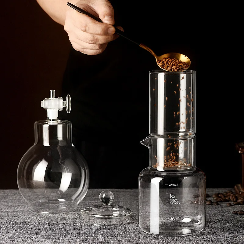 Iced drip coffee maker - Drip filter cold brew coffee pot set - Handcrafted ice-infused coffee equipment - Glass ice drip pot