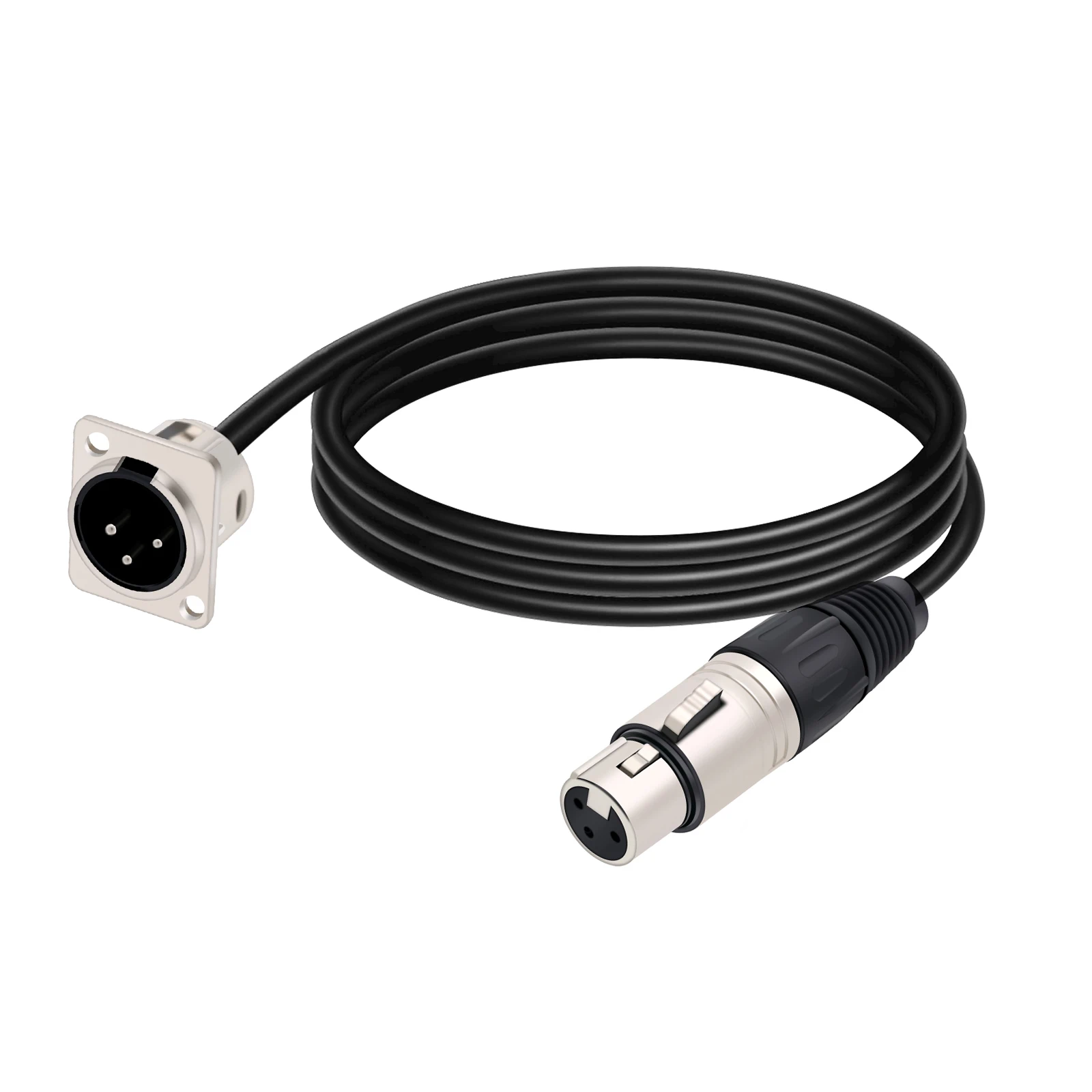 D Type 3Pins Male/Female XLR Panel Mount to Male/Female Connector Pass Through Audio Extension Cable for Stage Lighting Mixer