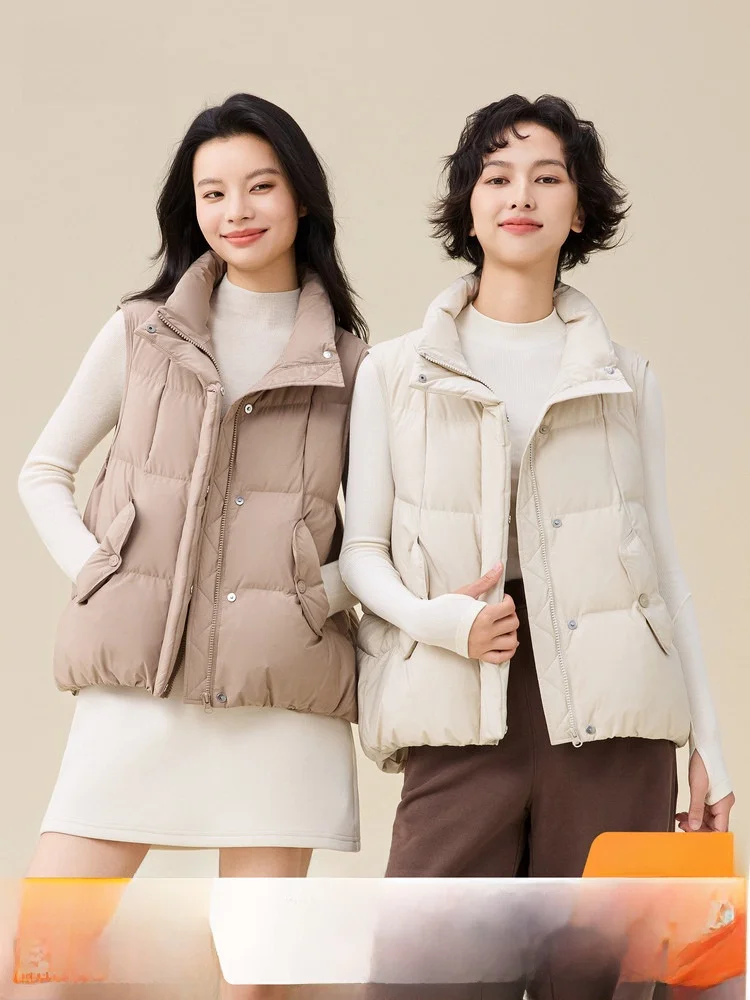 

Snow Flying 2026 Summer New Women's Stand Collar Warm Outdoor Versatile down Vest Casual Fashionable No Sleeve Zipper Closure