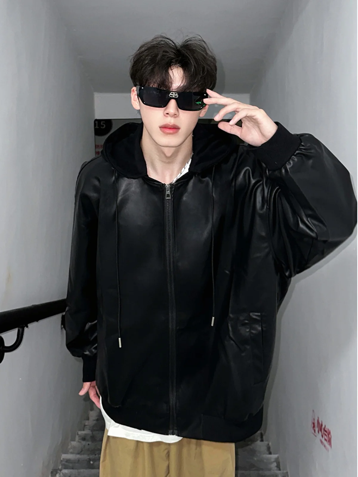 

Bla Biker ort Coat Jaet Men's Spring Autumn MA Pilot Jaet Baseball Sle Loose Fit Youth Trend PU Leather Jaet