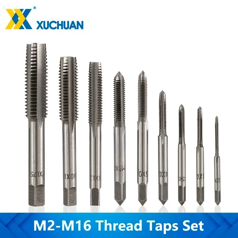 Thread Tap Drill Bit Set Screw Thread Taps M2-M16 Right Hand Metric Hand Taps 2pcs For Metalworking Plug Taps Tools