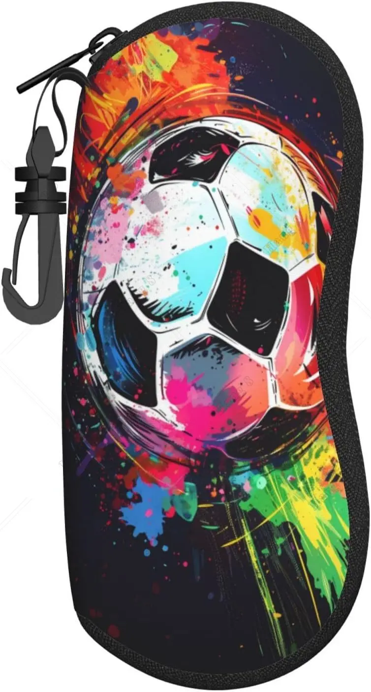 

Colorful Soccer Ball Graffiti Portable Glasses Case Light Sunglasses Bag Eyeglasses Case
