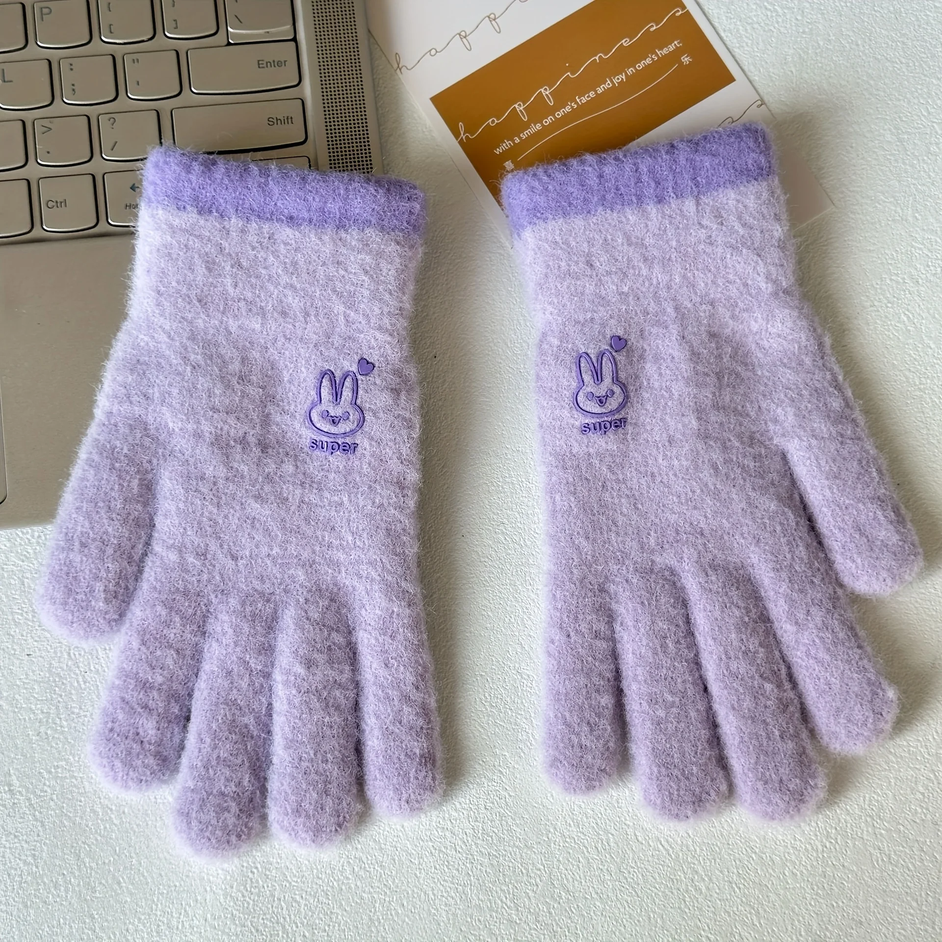 Winter warm and thick rabbit ear gloves, elastic windproof and cold proof gloves, suitable for outdoor activities and parties