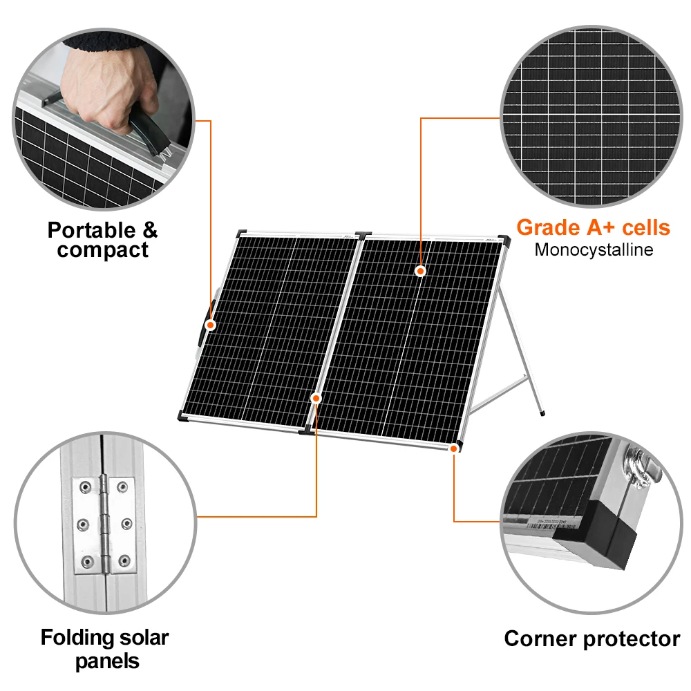 Dokio 100W Foldable Solar Panel China  (2Pcs x 50W) 18V +10A 12V Controller Solar Battery Cell/Module/System Charger