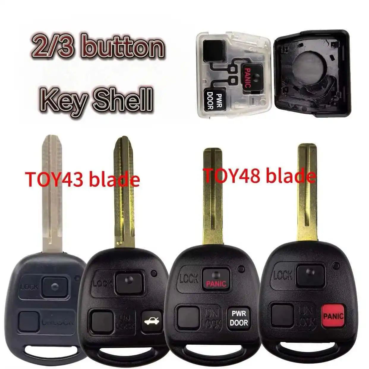 

5/10 pieces Car Key Case Shell TOY43/TOY48 2/3 Button for Toyota Camry Rav4 Corolla Prado Yaris Tarago Cruiser Land Inner shell