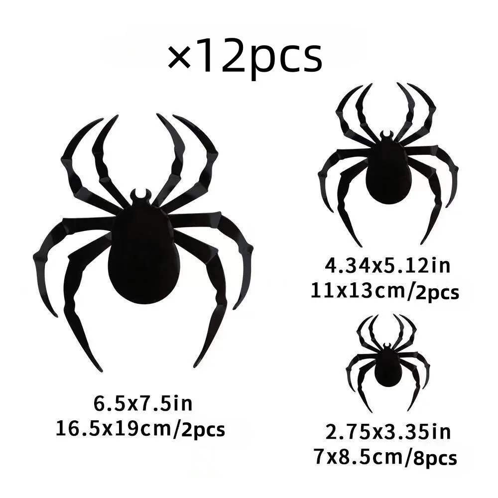12pcs Halloween Decorations 3d Bat Wall Stickers Decorate Furniture Windows Patio Signs Outdoor Lawn Spooky Party Decorations