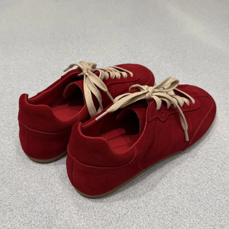 2026 New Women's Flat Sneakers Non-slip Cow Suede German Training Shoes Plus Size Spring and Autumn Retro Style Female Shoes 4