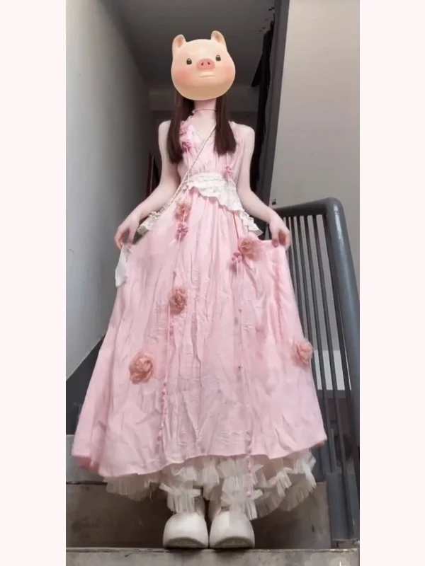 Ele Summer Floral Print ter Dr Falda acampanada de longitud media para mujer Tela suave No-Sve V-Ne Casual Commute Dr