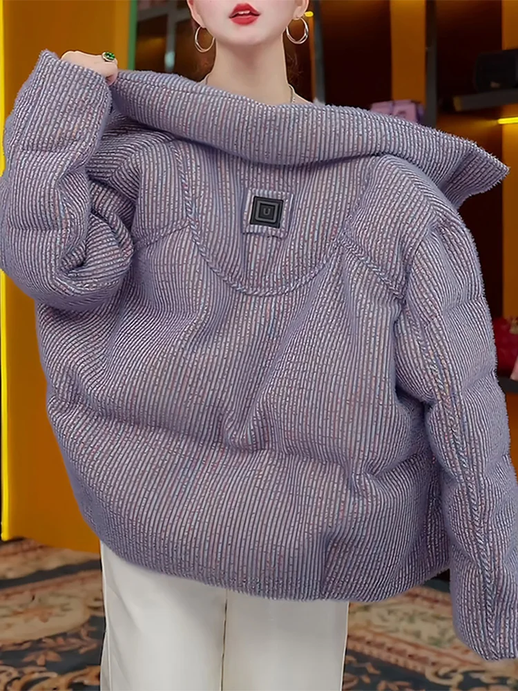 

Blue Unique ort Puffer Jaet Women's Winter Thiened Bread Sle Coat Stand Collar Warm Cotton down Outerwear