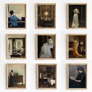 ملصق بورتريه للفن الفيكتوري ، خمر مزاجي ، امرأة تقرأ تعزف على البيانو ، ديكور غرفة المنزل ، لوحة قماشية ، صور حائط عتيقة أفضل 10 صور مبيعا للنساء مفلس - رقم 10