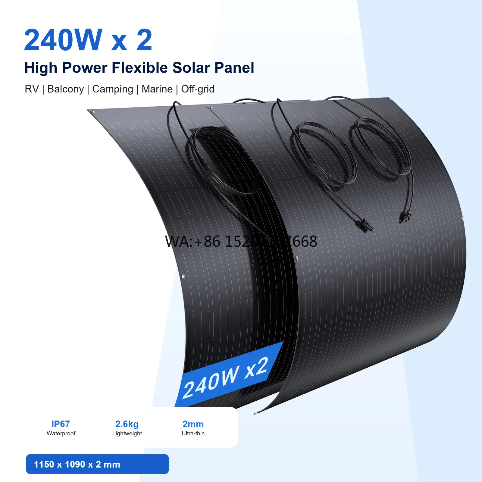 Boat Outdoor Power for Balcony Solar System for Flexible Surface Mount OEM ODM 120W 240W Bendable Solar Panels Flexible for RV