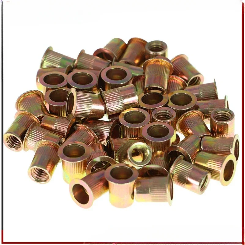 

50pcs 3/8-16 Rivet Gun Nuts Blind Rivet Nuts Flat Head Threaded Insert Nutsert Cap