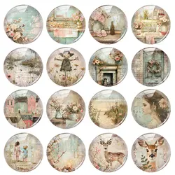 Handmade Countryside Flower Photo Glass Cabochon Flatback Demo Flat Back Cameo For Diy Jewelry Making Supplies Accessories