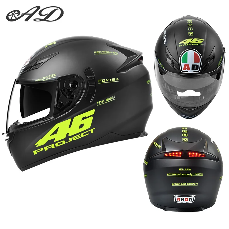 

AD full helmet LED taillights paired with off-road essential motorcycle helmets for both men and women with universal protection