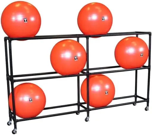 

Stability Ball Rack - Vertical Exercise Ball Storage Stand with Locking Wheels, Holds Up to 12 Stability Balls, 45cm to 75cm in