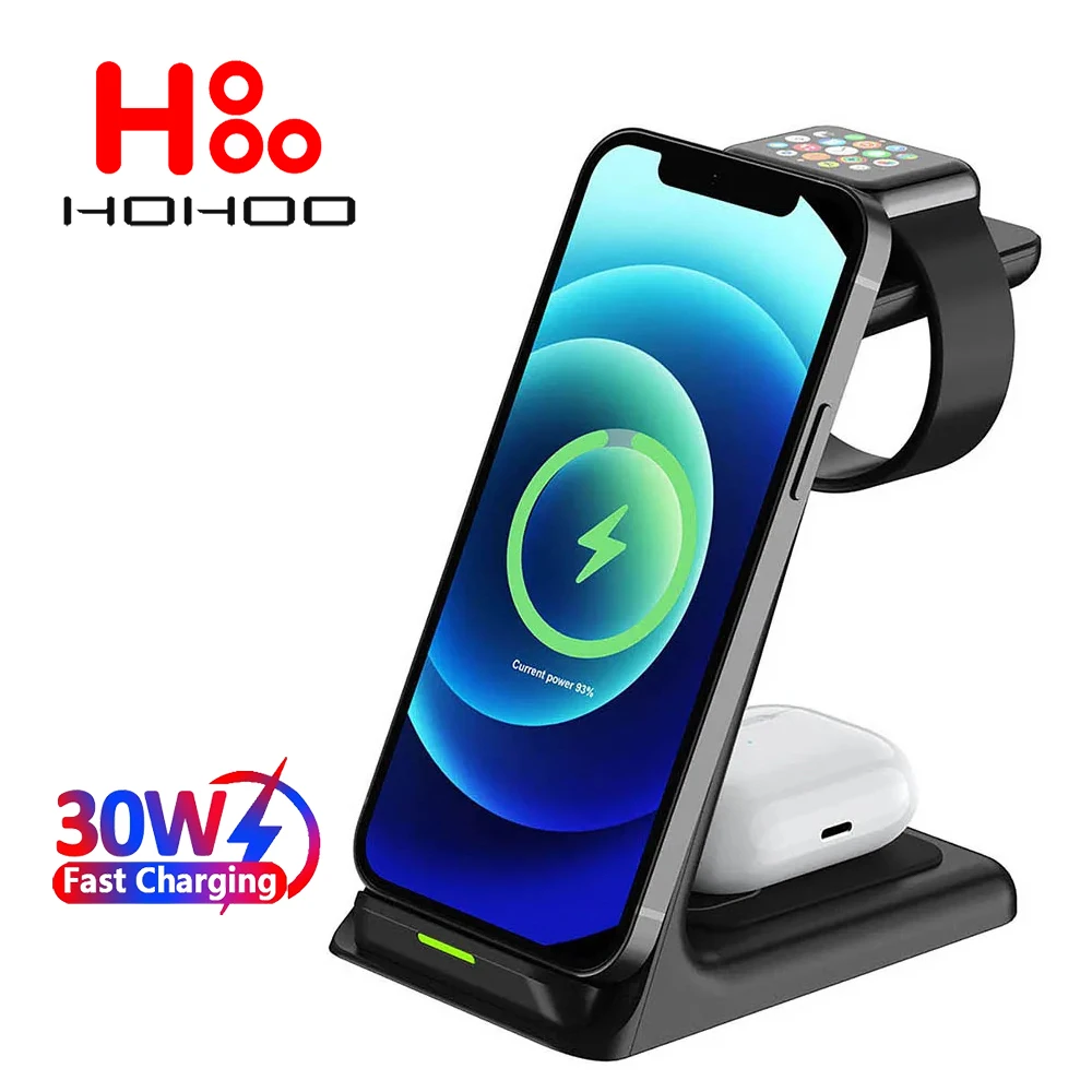 

30W 3 in 1 Wireless Charger Stand For iPhone 15 14 13 12 Watch 8 7 6 5 Samsung Galaxy S24 S23 S22 21 Buds Fast Charging Station