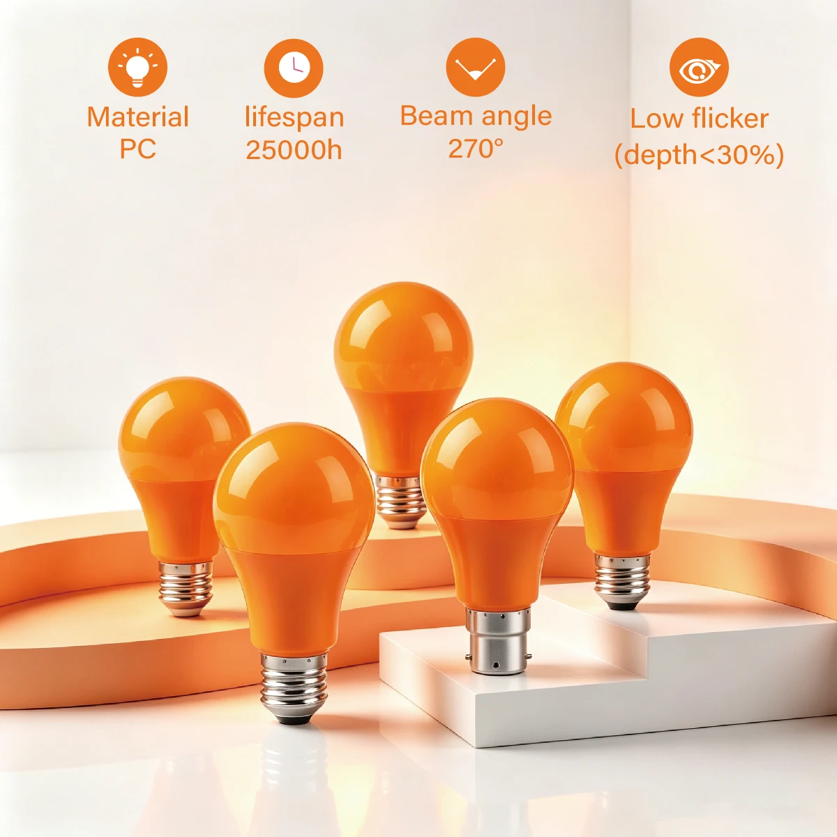 4-20Pack Orange LED Decor Bulbs 8W 640LM AC100-240V E27 B22 Energy Saving Lights Home KTV Party Courtyard Stage Decoration