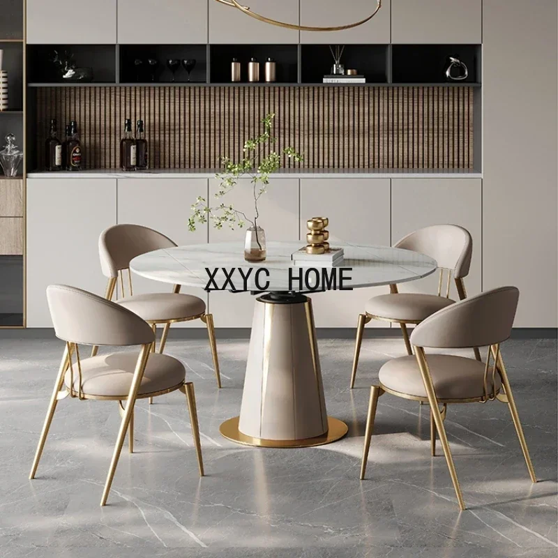 

Extendable Multifunction Living Room Table Round Slate Design Luxury Dining Table Simple Nordic Mesas Comedor Furniture HD50CZ