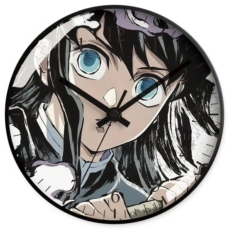 Demon Slayer Anime Cartoon Wall Clock Muichiro Tokito Peripheral Goods Quartz Clock Silent Fashion Home Decoration Birthday Gift
