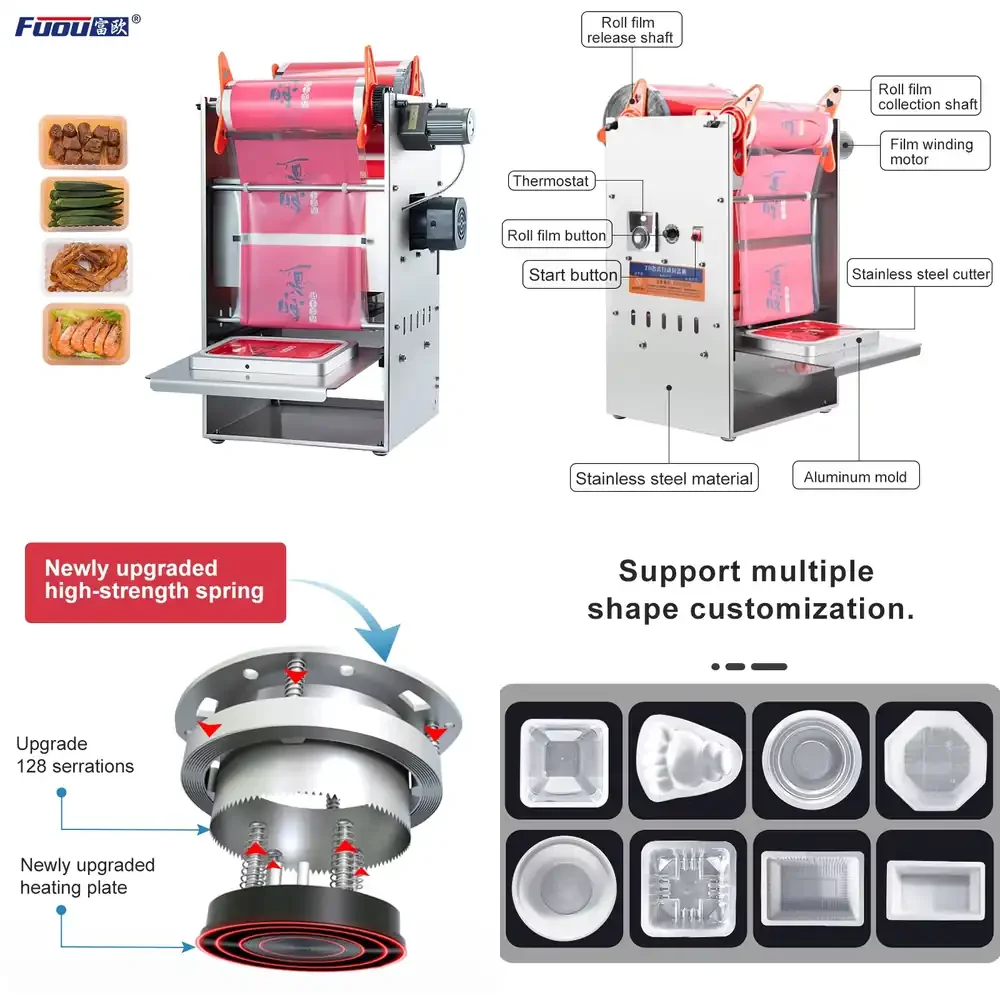 

Semi-Automatic Tray Sealing Machine for Food Ready Meals Container Heat Sealer Tofu Packing Machine Plastic Trays for Meat
