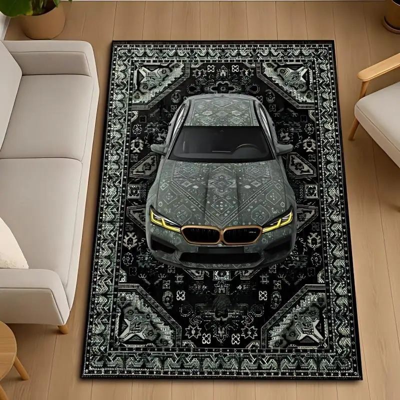 Teppich mit klassischem Auto-Muster, für Schlafzimmer, Wohnzimmer, Badezimmer, kreative Fußmatte, Flächenteppich, Höhlen-Heimdekoration, Flächenteppich