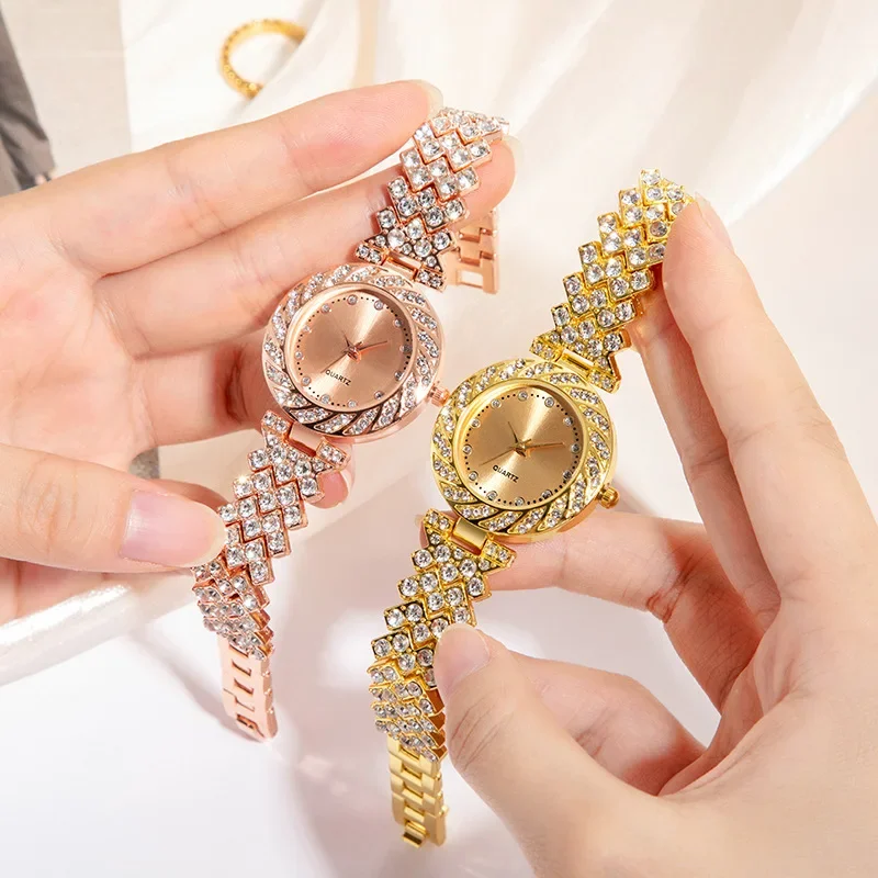 

Luxury Women Diamond Watches Hip Hop Bracelet Ladies Quartz Watch Rose Gold Womens Wristwatch Shiny Crystal Reloj Mujer Montre