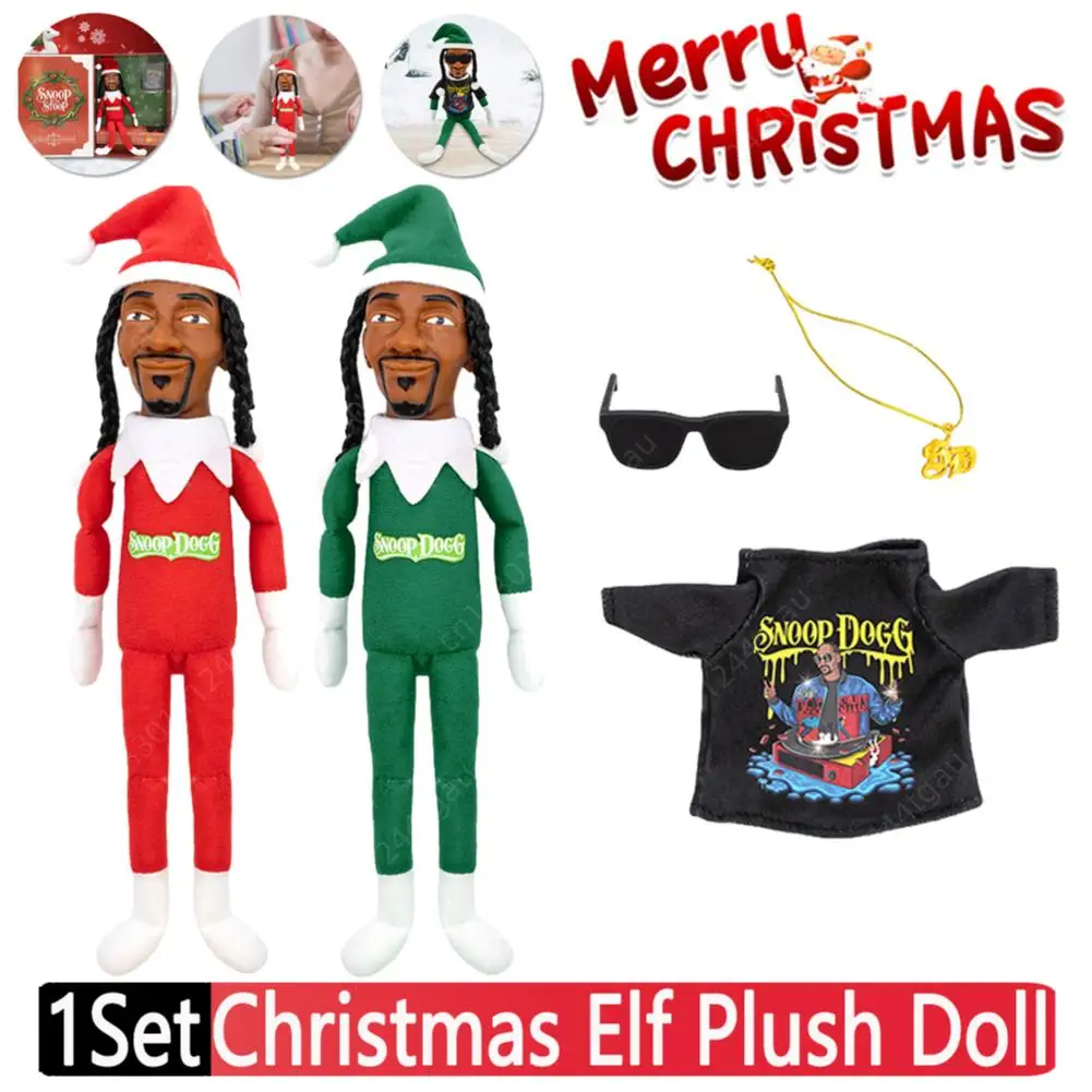 Snoop sur la piste op, figurine en peluche rouge de Noël, ornements de Noël, jouet en peluche beurre, décoration d'intérieur de fête