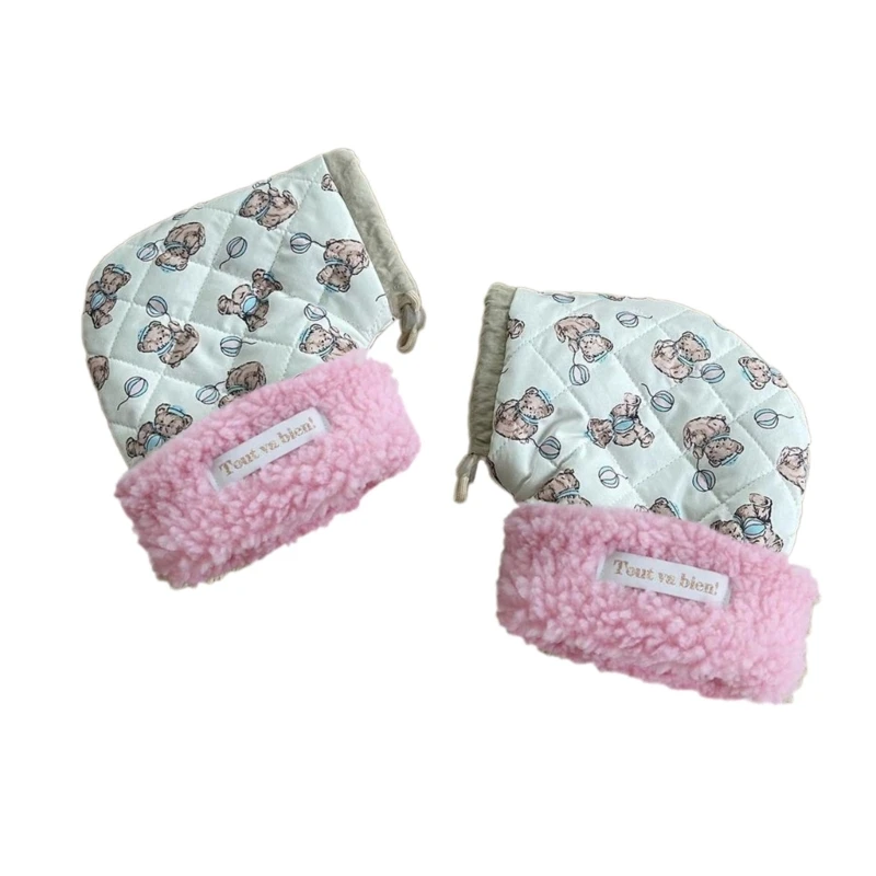 New 1 Pair Children's Scooter Gloves Cartoon Printed Car Mittens Warm and Soft Hand Muffs for Outdoor Activities