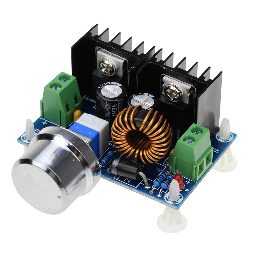4pcs XL4016 Adjustable DC-DC Step Down Converter Module 1.25-36V Output Range 4-40V Input 8A 200W for Power Projects